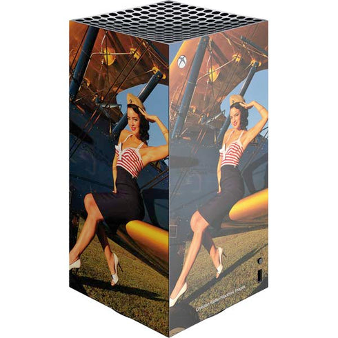 1940s Pin-Up On Stearman Biplane XBox Series X Digital Edition Console Skin